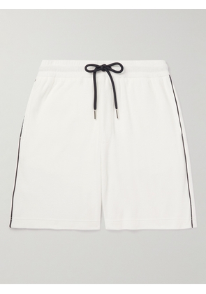 Moncler - Straight-Leg Piped Cotton-Terry Drawstring Shorts - Men - White - S