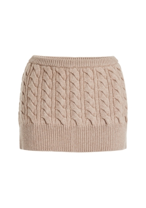 Christopher Esber - Cable-Knit Cashmere-Wool Mini Skirt - Neutral - L - Moda Operandi