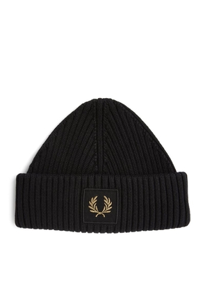 Fred Perry Cotton Ribbed Logo Beanie
