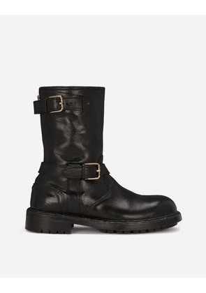 Dolce & Gabbana Leather Biker Boots - Man Boots Black Leather 39