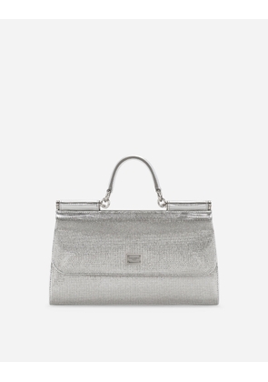 Dolce & Gabbana Satin Sicily Bag With Fusible Rhinestones - Woman Handbags Silver Viscose Onesize