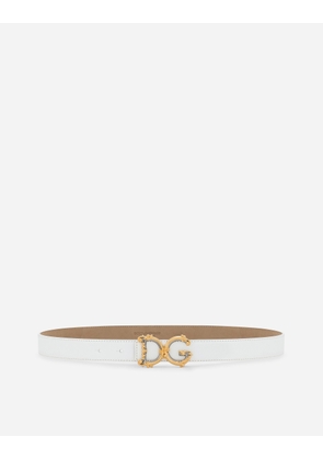 Dolce & Gabbana Calfskin Belt With Logo - Woman Belts White Leather 65