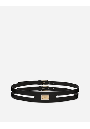 Dolce & Gabbana Belt With Logo Tag - Woman Belts Multi-colored Leather 90