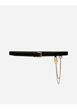 Dolce & Gabbana Belt With Chain - Woman Belts Black Leather 75