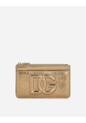 Dolce & Gabbana Medium Dg Logo Card Holder - Woman Wallets And Small Leather Goods Gold Leather Onesize