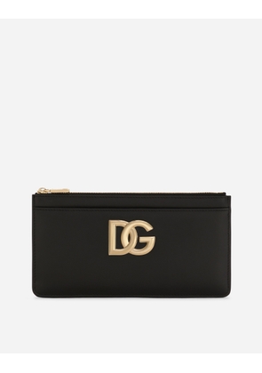 Dolce & Gabbana Large Calfskin Card Holder With Dg Logo - Woman Wallets And Small Leather Goods Black Leather Onesize