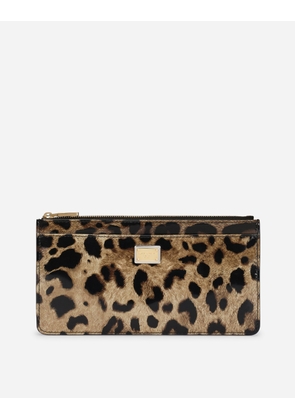Dolce & Gabbana Large Polished Calfskin Card Holder With Zipper And Leopard Print - Woman Wallets And Small Leather Goods Animal Print Leather Onesize