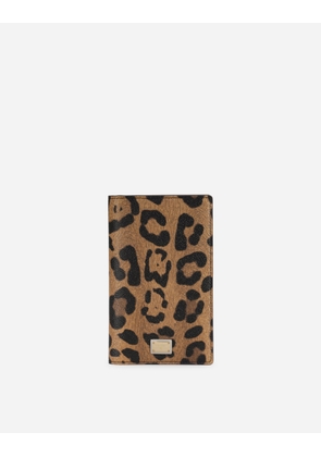 Dolce & Gabbana Leopard-print Crespo Passport Holder With Branded Plate - Woman Wallets And Small Leather Goods Multicolor Onesize