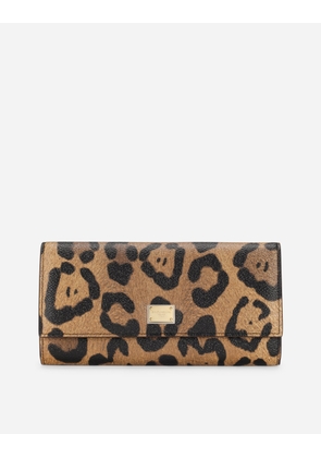Dolce & Gabbana Leopard-print Crespo Continental Wallet With Branded Plate - Woman Wallets And Small Leather Goods Multicolor Onesize