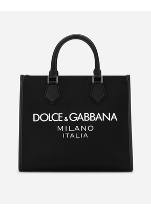 Dolce & Gabbana Small Nylon Shopper With Rubberized Logo - Man Shoppers Black Nylon Onesize