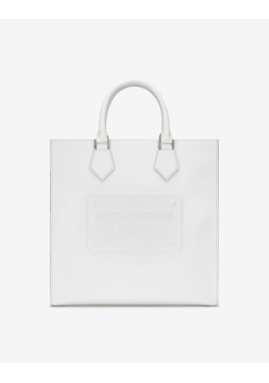 Dolce & Gabbana Calfskin Tote Bag With Raised Logo - Man Shoppers White Leather Onesize