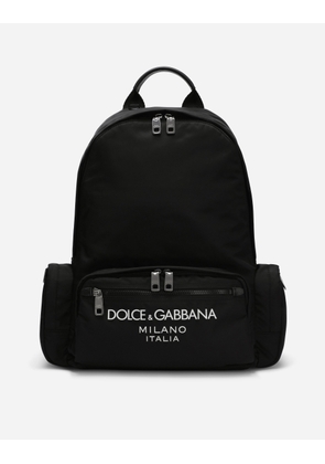 Dolce & Gabbana Nylon Backpack With Rubberized Logo - Man Backpacks And Fanny Packs Black Nylon Onesize