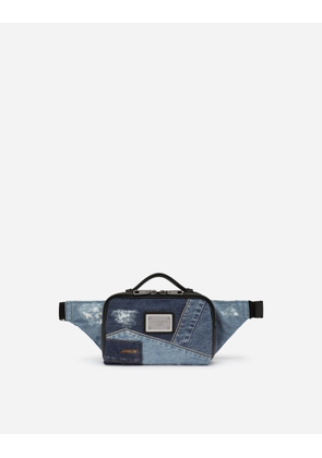 Dolce & Gabbana Patchwork Denim Belt Bag - Man Backpacks And Fanny Packs Blue Onesize