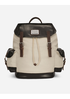 Dolce & Gabbana Canvas Backpack - Man Backpacks And Fanny Packs Beige Onesize