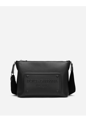 Dolce & Gabbana Calfskin Crossbody Bag With Raised Logo - Man Crossbody Bags Black Leather Onesize