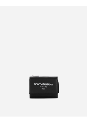 Dolce & Gabbana Calfskin French Flap Wallet With Logo - Man Wallets And Small Leather Goods Black Leather Onesize