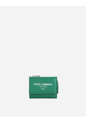 Dolce & Gabbana Calfskin French Flap Wallet With Logo - Man Wallets And Small Leather Goods Green Leather Onesize