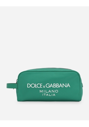 Dolce & Gabbana Nylon Toiletry Bag With Rubberized Logo - Man Wallets And Small Leather Goods Green Nylon Onesize