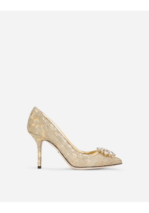 Dolce & Gabbana Lurex Lace Rainbow Pumps With Brooch Detailing - Woman Pumps And Slingback Gold 36.5