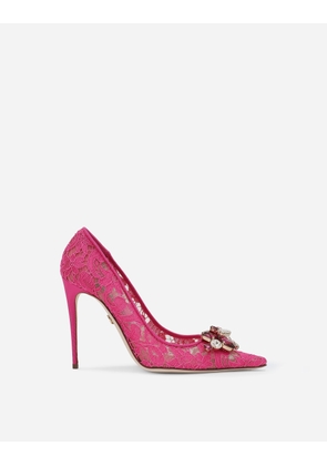 Dolce & Gabbana Rainbow Lace Pumps In Lurex Lace - Woman Pumps And Slingback Fuchsia Lace 40.5