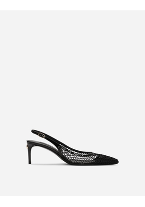 Dolce & Gabbana Patent Leather And Mesh Slingbacks - Woman Pumps And Slingback Black 37.5