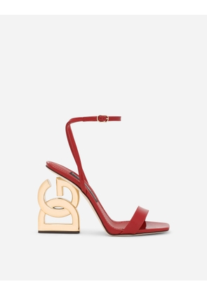 Dolce & Gabbana Patent Leather Sandals With Dg Pop Heel - Woman Sandals And Wedges Red Leather 37