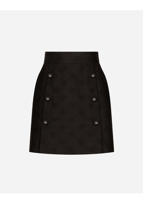 Dolce & Gabbana Jacquard Miniskirt With All-over Dg Logo - Woman Skirts Black 40