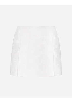 Dolce & Gabbana Jacquard Miniskirt With All-over Dg Logo - Woman Skirts White 44