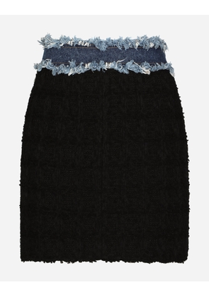Dolce & Gabbana Tweed And Denim Miniskirt - Woman Skirts Multi-colored 36