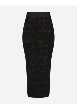 Dolce & Gabbana Tulle Calf-length Skirt With All-over Dg Logo - Woman Skirts Black 44