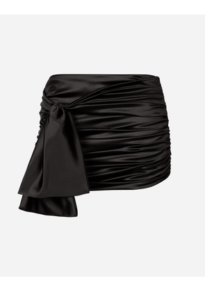 Dolce & Gabbana Short Draped Satin Skirt With Side Bow - Woman Skirts Black Silk 40