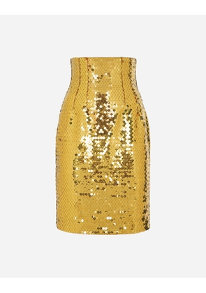 Dolce & Gabbana High-waisted Sequined Midi Skirt - Woman Skirts Yellow 46