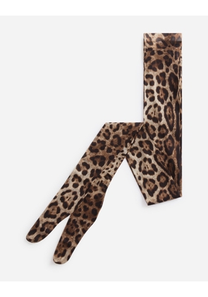 Dolce & Gabbana Leopard Print Tights In Tulle - Woman Socks Animal Print S