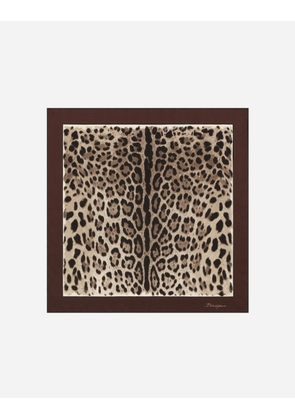 Dolce & Gabbana Leopard-print Twill Scarf (50x50) - Woman Scarves And Silks Brown Silk Onesize