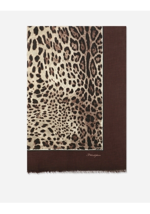 Dolce & Gabbana Leopard-print Modal And Cashmere Scarf (135x200) - Woman Scarves And Silks Brown Modal Onesize