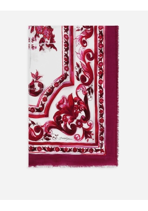 Dolce & Gabbana Majolica-print Modal And Cashmere Square Scarf (140 X 140) - Woman Scarves And Silks Fuchsia Modal Onesize