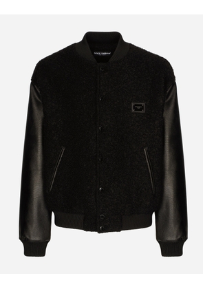 Dolce & Gabbana Wool Bouclé And Faux Leather Jacket - Man Coats And Jackets Black Wool 54