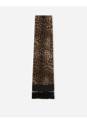 Dolce & Gabbana Leopard-print Silk Scarf With Fringing - Man Scarves And Silks Animal Print Cotton Onesize