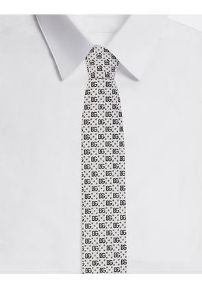 Dolce & Gabbana 8-cm Silk Jacquard Blade Tie With Dg Logo - Man Ties And Pocket Squares White Silk Onesize