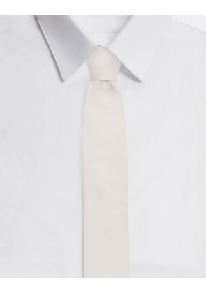 Dolce & Gabbana 6-cm Silk Blade Tie With Dg Logo Embroidery - Man Ties And Pocket Squares White Silk Onesize