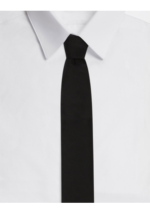 Dolce & Gabbana 6-cm Silk Blade Tie With Dg Logo Embroidery - Man Ties And Pocket Squares Black Silk Onesize