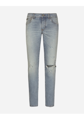 Dolce & Gabbana Skinny Washed Stretch Denim Jeans - Man Denim Multi-colored Denim 52