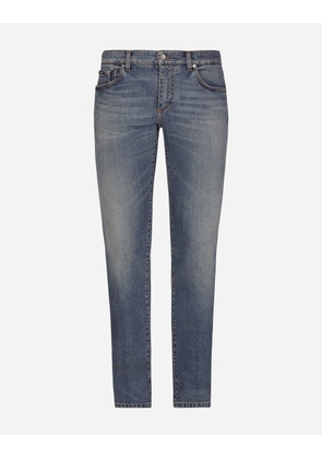 Dolce & Gabbana Washed Skinny Stretch Jeans With Whiskering - Man Denim Multi-colored Denim 46