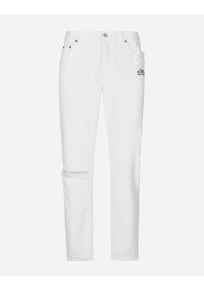 Dolce & Gabbana Loose White Jeans With Rips And Abrasions - Man Denim Multi-colored Denim 54