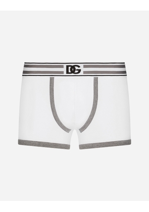 Dolce & Gabbana Regular-fit Two-way Stretch Jersey Boxers With Dg Logo - Man Underwear And Loungewear Gray Cotton 3