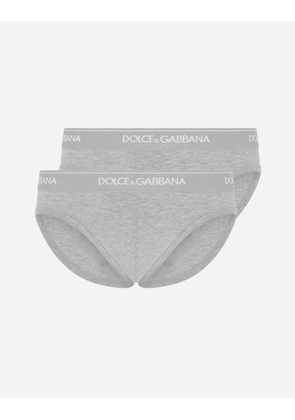 Dolce & Gabbana Stretch Cotton Mid-rise Briefs Two Pack - Man Underwear And Loungewear Gray Cotton 5
