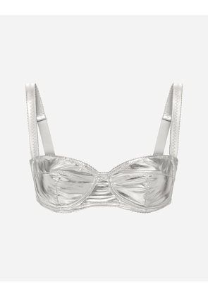Dolce & Gabbana Coated Stretch Jersey Balconette Bra - Woman Underwear Silver 2b