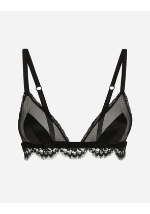 Dolce & Gabbana Satin, Lace And Tulle Soft-cup Triangle Bra - Woman Underwear Black Lace 1
