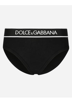 Dolce & Gabbana Fine-rib Jersey Brazilian Briefs With Branded Elastic - Woman Underwear Black 5
