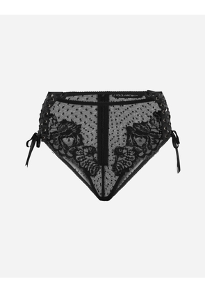 Dolce & Gabbana High-waisted Lace Briefs - Woman Underwear Black Fabric 2
